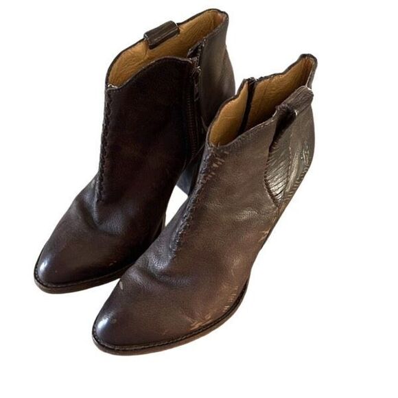 Frye Womens Braided Ankle Block Heeled Boots Brown Size 6B